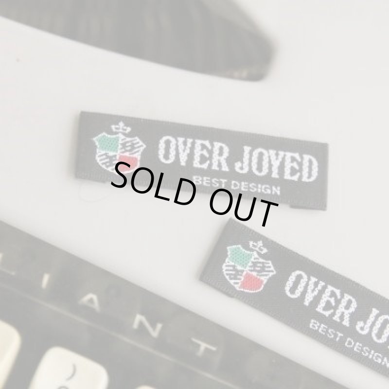 画像1: ばら刺繍タグ15mm横-盾OVER JOYED(黒) (1)