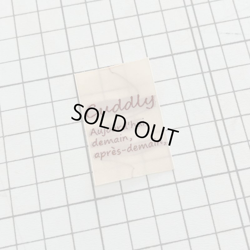 画像1: ばら刺繍タグ30mm縦-cuddly両用（クリーム×茶） (1)