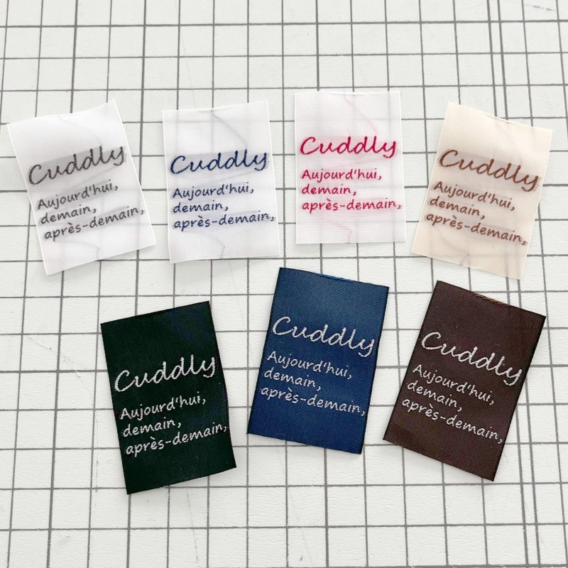 画像2: ばら刺繍タグ30mm縦-cuddly両用(クリーム×茶) (2)