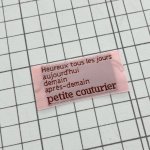 画像1: ばら刺繍タグ25mm横-petite couturier（ピンク×茶） (1)