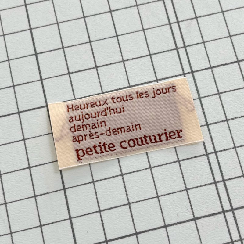 画像1: ばら刺繍タグ25mm横-petite couturier（ベージュ×茶） (1)