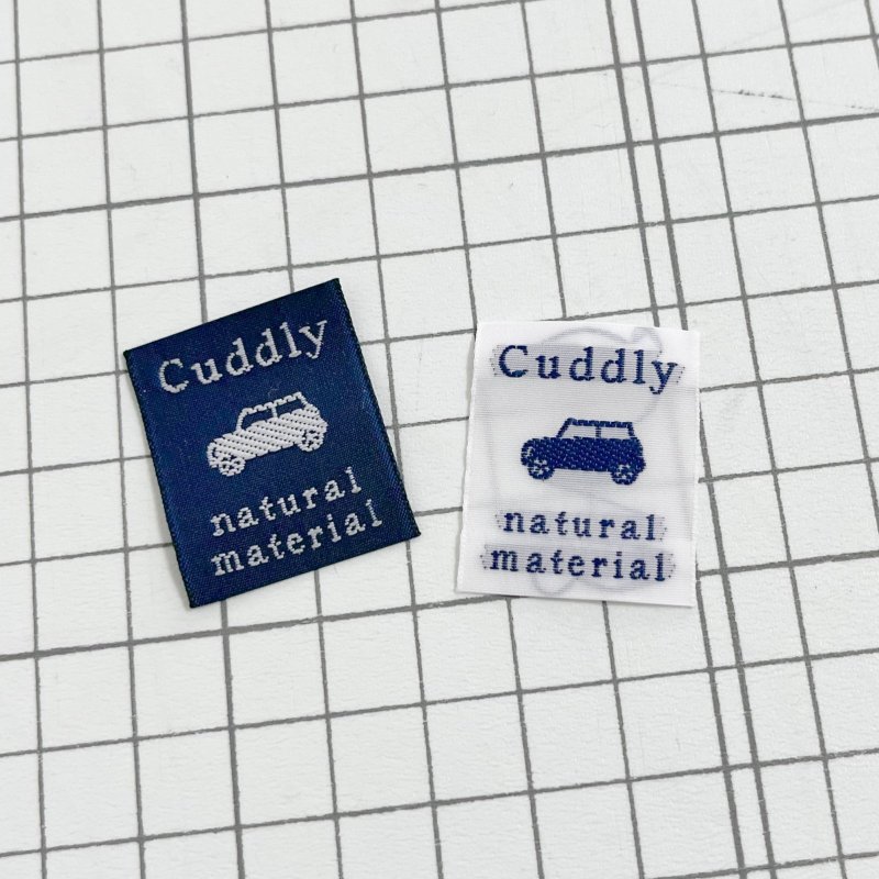 画像2: ばら刺繍タグ25mm縦-cuddlyくるま(紺×白) (2)