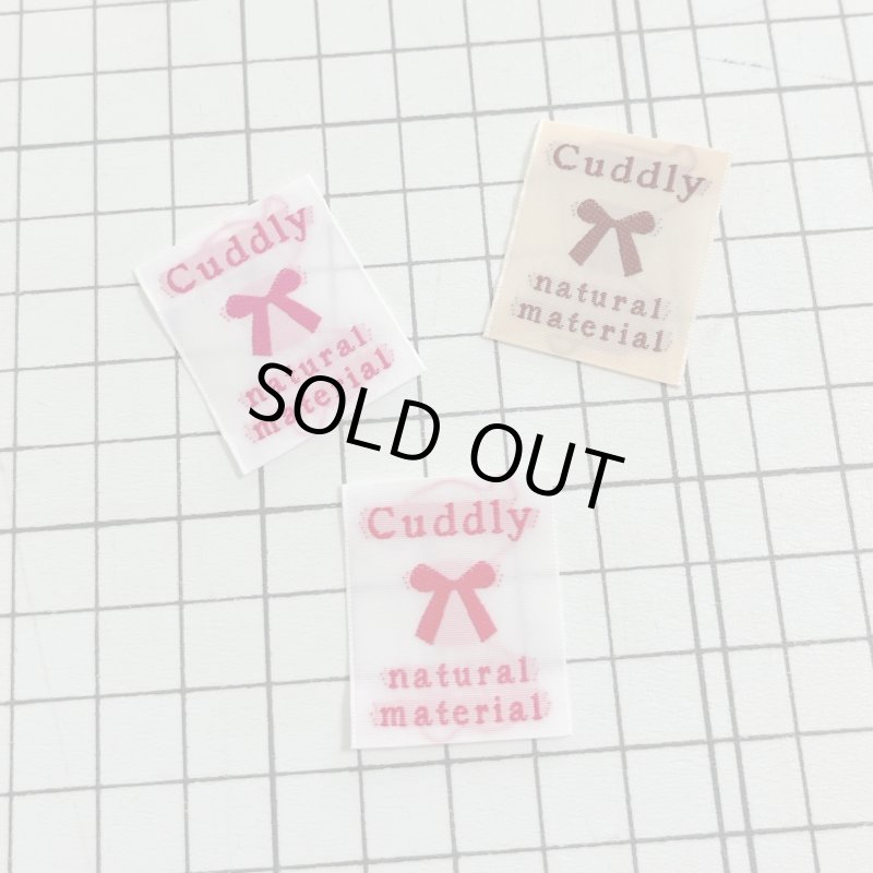 画像2: ばら刺繍タグ25mm縦-cuddlyリボン（ベージュ×茶） (2)