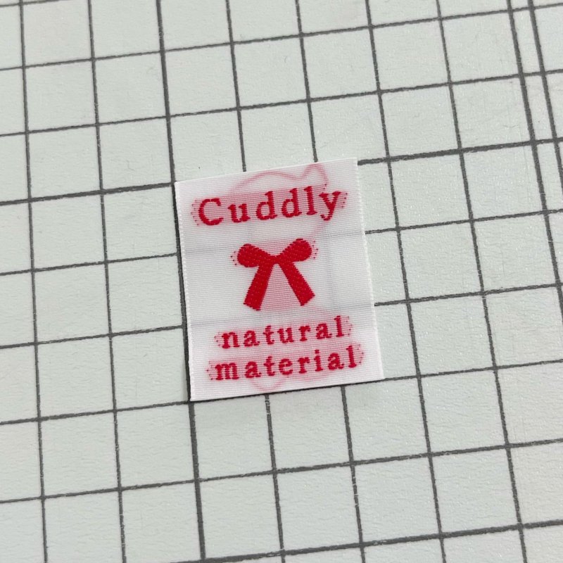 画像1: ばら刺繍タグ25mm縦-cuddlyリボン（白×赤） (1)