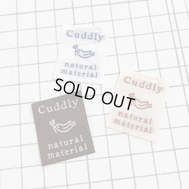 画像2: ばら刺繍タグ25mm縦-cuddly小鳥(茶×白) (2)